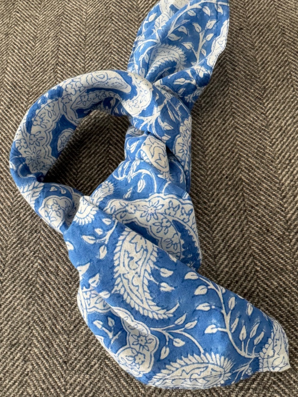NWOT, ROLLER RABBIT DARLING…BLOCK PRINT, PAISLEY SKY BLUE BANDANA/SCARF